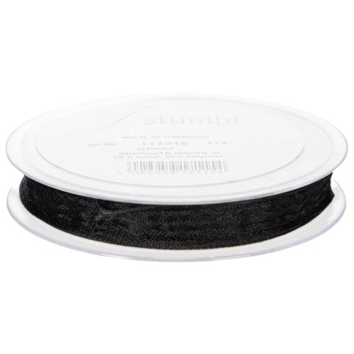 Prodotto Nastro in organza a righe, nastro regalo, nero, largo 15 mm, lungo 20 m.