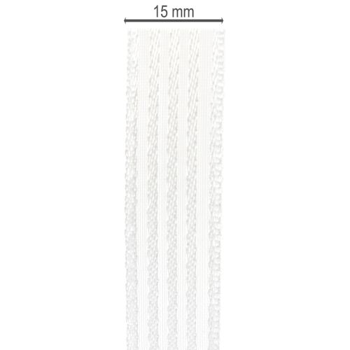 Prodotto Nastro in organza a righe, nastro regalo, bianco, 15 mm, 20 m