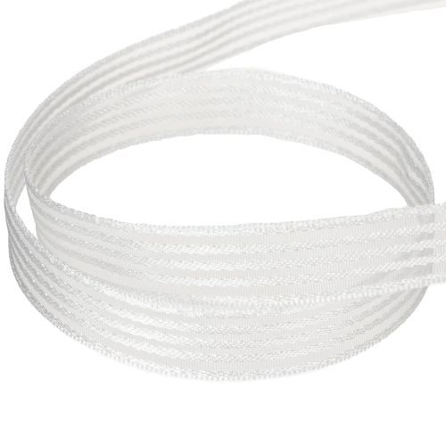 Prodotto Nastro in organza a righe, nastro regalo, bianco, 15 mm, 20 m