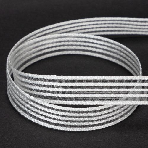 Prodotto Nastro in organza a righe, nastro regalo, bianco, 15 mm, 20 m