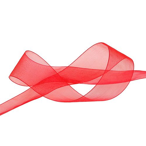 Nastro in organza con cimosa 4cm 50m rosso