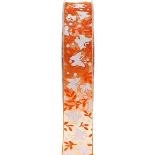Floristik24 Nastro di organza farfalle 25 mm nastro decorativo arancione nastro regalo 20 m