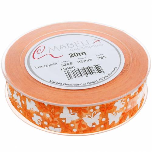 Floristik24 Nastro di organza farfalle 25 mm nastro decorativo arancione nastro regalo 20 m