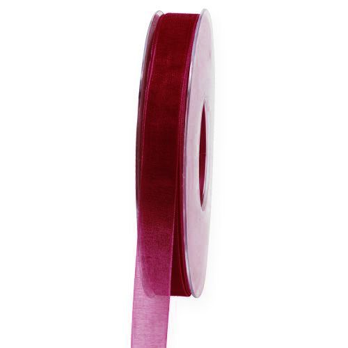 Floristik24 Nastro in organza Bordeaux 15mm 50m