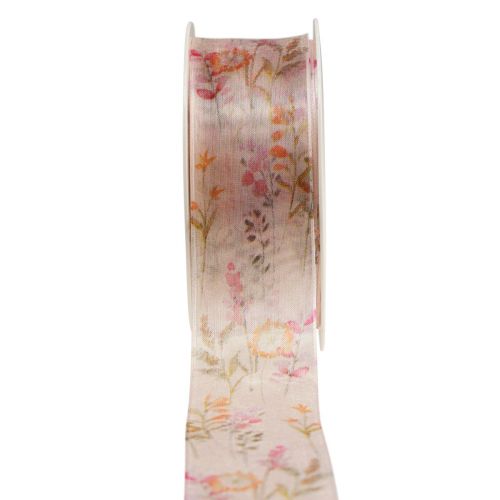 Floristik24 Nastro di organza nastro di chiffon fiori arancio rosa 40mm 15m