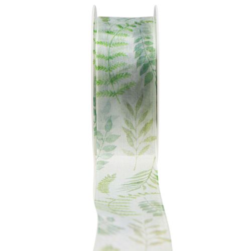 Nastro di organza nastro di chiffon viticci foglia verde 40mm 15m