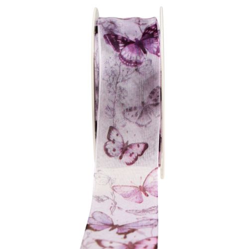 Nastro di organza nastro di chiffon farfalle viola 40mm 18m