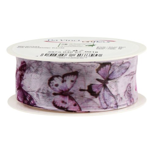 Prodotto Nastro di organza nastro di chiffon farfalle viola 40mm 18m