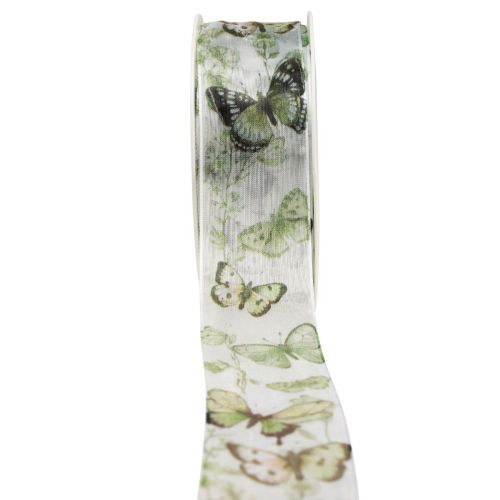 Nastro di organza nastro di chiffon farfalle verde 40mm  18m-587A-040-543