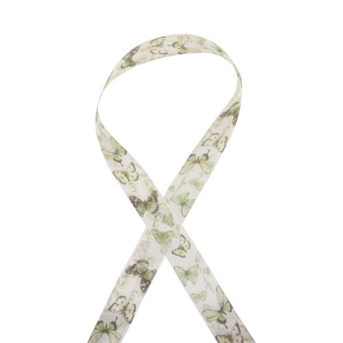 Prodotto Nastro di organza nastro di chiffon farfalle verde 40mm 18m