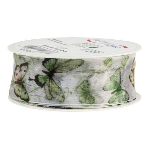 Prodotto Nastro di organza nastro di chiffon farfalle verde 40mm 18m