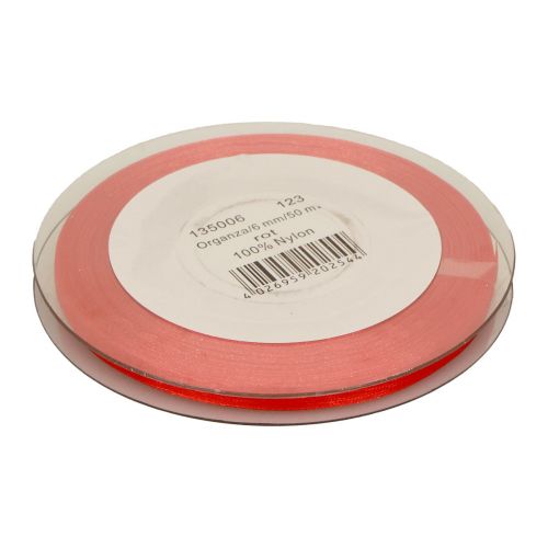 Floristik24 Nastro di organza regalo nastro rosso cimosa 6 mm 50 m