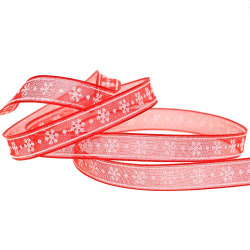 Nastro in organza con fiocco di neve rosso 10mm 20m