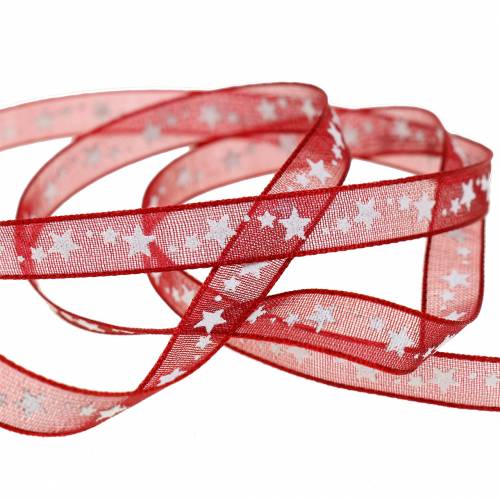 Prodotto Nastro di organza con stella rosso scuro 6mm 20m