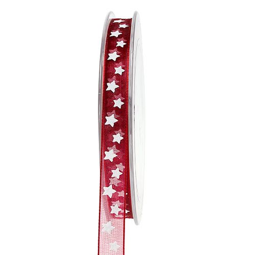Nastro in organza con motivo a stelle Bordeaux 10mm 20m