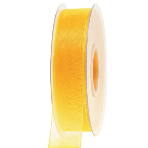 Floristik24 Nastro in organza nastro regalo nastro giallo cimosa 25mm 50m