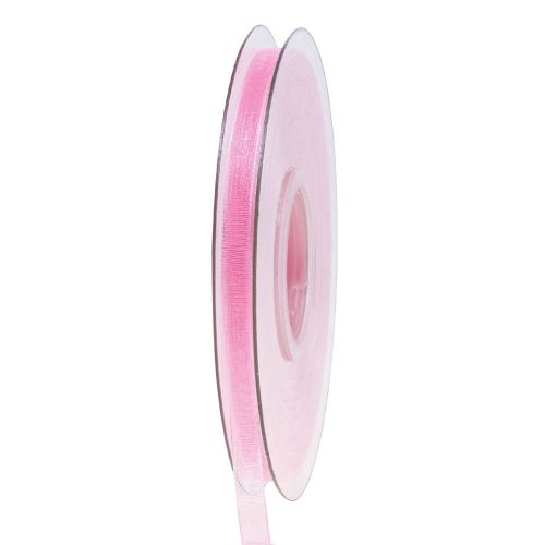 Floristik24 Nastro in organza nastro regalo nastro rosa cimosa 6mm 50m