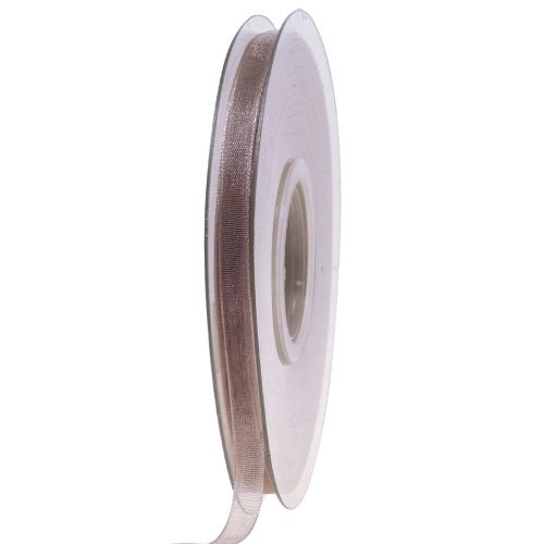 Prodotto Nastro in organza nastro regalo nastro beige bordo tessuto tortora 6mm 50m