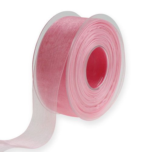 Floristik24 Nastro in organza nastro regalo nastro rosa cimosa 40mm 50m