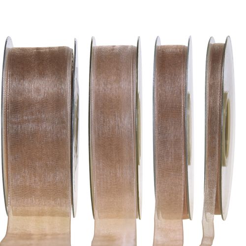 Nastro di organza nastro regalo nastro beige cimosa tortora 50 m