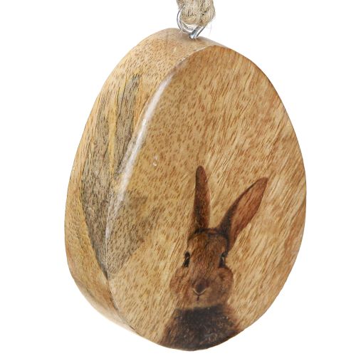 Floristik24 Ciondolo a forma di uovo di Pasqua in legno – decorazione naturale da appendere con motivo coniglio 6 pezzi