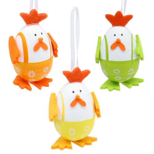 Floristik24 Uovo dipinto a forma di gallo da appendere nell&#39;impasto 7,5 cm 12 pz