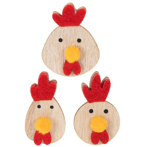 Prodotto Pollo in legno con punto adesivo, decorazione artigianale pasquale, decorazione creativa per la tavola, stile country, 5 cm, 36 pezzi