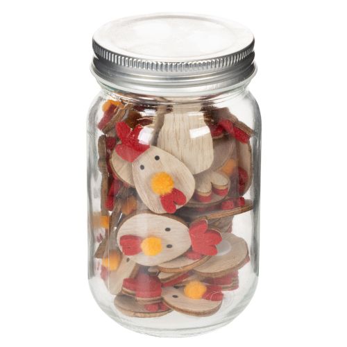 Prodotto Pollo in legno con punto adesivo, decorazione artigianale pasquale, decorazione creativa per la tavola, stile country, 5 cm, 36 pezzi