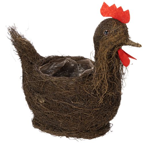 Floristik24 Cestino decorativo pasquale con viticci e decorazione a forma di pollo, 36 cm