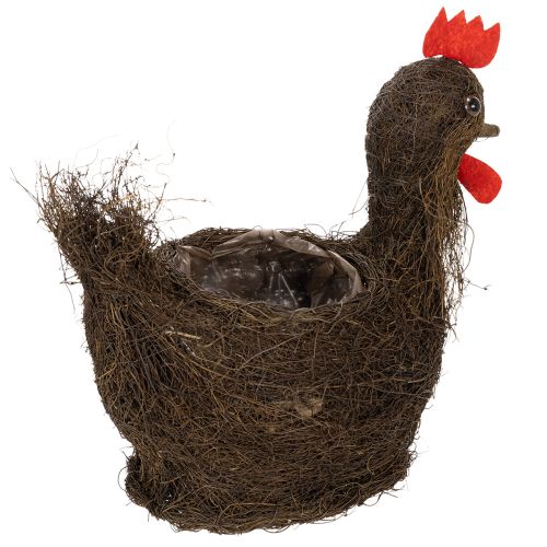 Prodotto Cestino decorativo pasquale con viticci e decorazione a forma di pollo, 36 cm