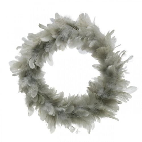 Prodotto Corona di piume decorazione pasquale grande grigio Ø25cm Decorazione primaverile piume vere