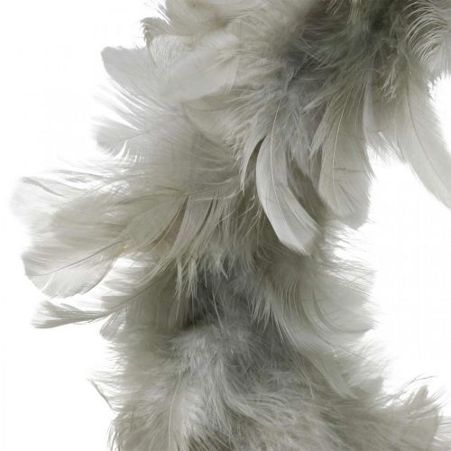 Floristik24 Corona di piume decorazione pasquale grande grigio Ø25cm Decorazione primaverile piume vere