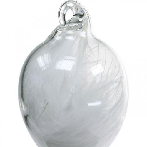 Floristik24 Decorazione pasquale da appendere, uovo di vetro con piume, mini uovo di Pasqua, decorazione primaverile 8 pezzi