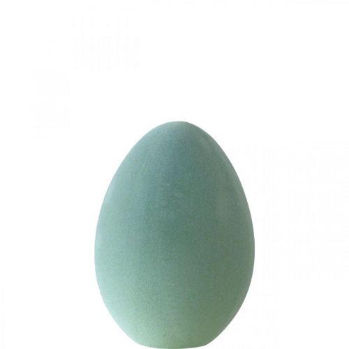 Decorazione uovo di Pasqua uovo di plastica grigio-verde floccato 20cm
