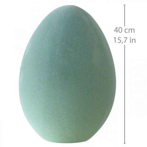 Floristik24 Uovo di Pasqua grande verde uovo verde decorazione pasquale floccato 40cm