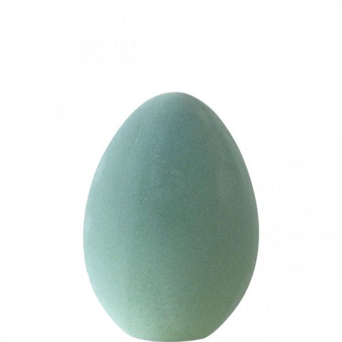 Uovo di Pasqua in plastica verde uovo deco grigio-verde floccato 25cm