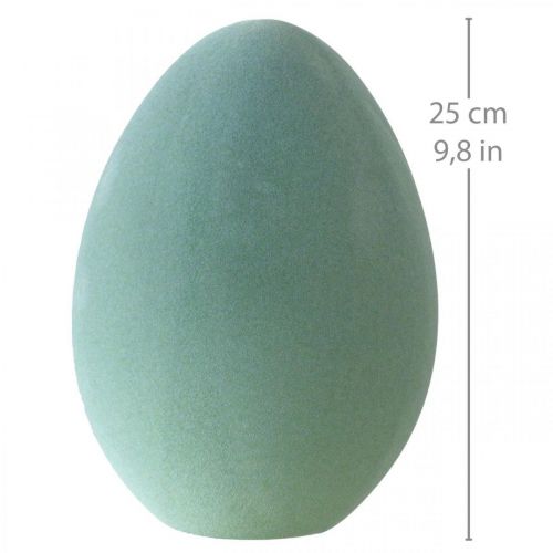 Prodotto Uovo di Pasqua in plastica verde uovo deco grigio-verde floccato 25cm