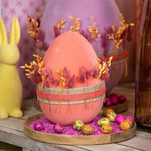 Uovo di Pasqua decorazione uovo arancione albicocca plastica floccata 20cm