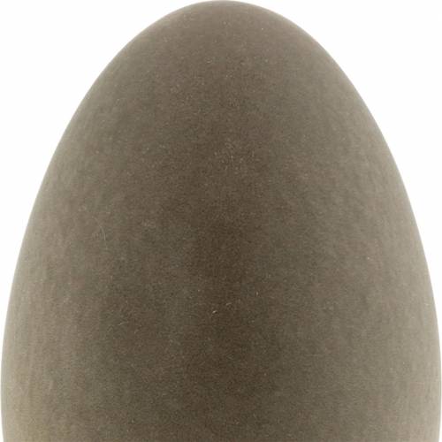 Floristik24 Uovo di Pasqua 40 cm uovo decorativo grigio floccato Grande decorazione pasquale