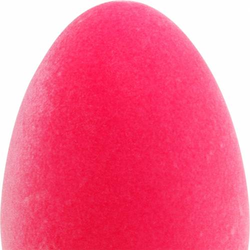 Floristik24 Uovo di Pasqua rosa H25cm uovo floccato Decorazione pasquale decorazione uovo