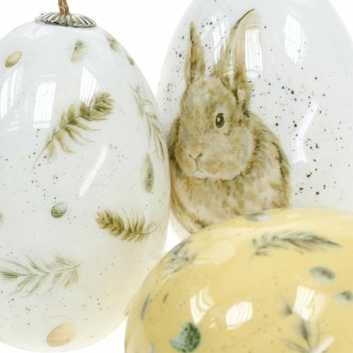 Floristik24 Decorazione pasquale da appendere Motivi uovo di Pasqua bianco, giallo, marrone assortiti 6 pezzi