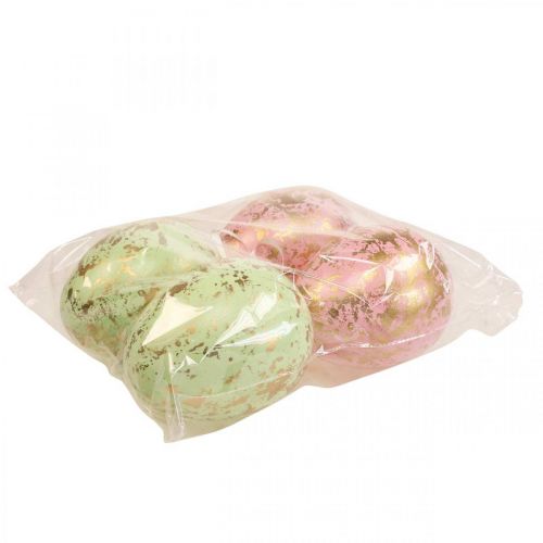 Floristik24 Uovo di Pasqua da appendere decorazione uova rosa, verde, oro 12cm 4pz