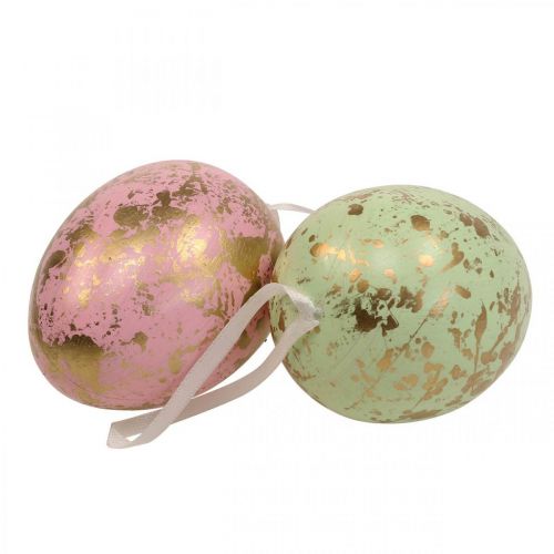 Floristik24 Uovo di Pasqua da appendere decorazione uova rosa, verde, oro 15cm 4pz