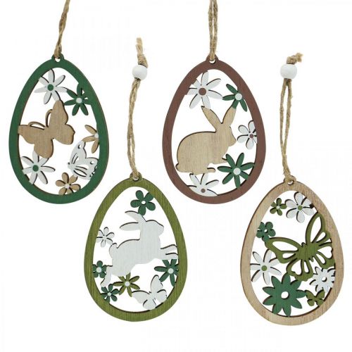 Floristik24 Uovo di Pasqua da appendere Decorazione pasquale ciondolo in legno 5×7 cm 12 pz
