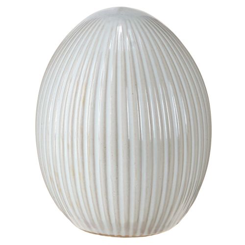 Prodotto Uova di Pasqua in ceramica Uovo decorativo con scanalature Bianco Grigio 10×12,5cm 2 pezzi