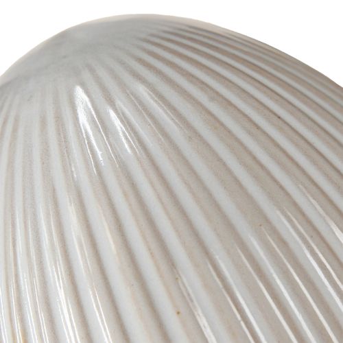 Prodotto Uova di Pasqua in ceramica Uovo decorativo con scanalature Bianco Grigio 10×12,5cm 2 pezzi