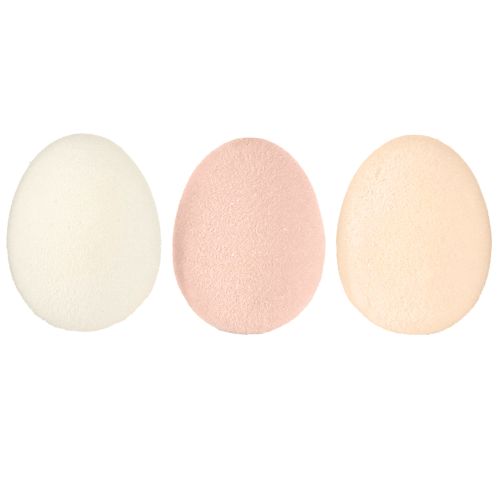 Floristik24 Uova di Pasqua piccole floccate pesca marrone bianco H4cm 15 pezzi