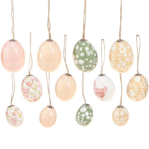 Floristik24 Uova di Pasqua in plastica con pollo verde marrone 3,5-5,5 cm 24 pz