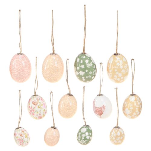 Floristik24 Uova di Pasqua in plastica con pollo verde marrone 3,5-5,5 cm 24 pz