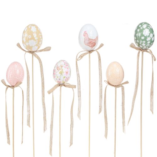Floristik24 Uova di Pasqua su bastoncino plug decorativo Pollo di Pasqua 4x5,5 cm 12 pz